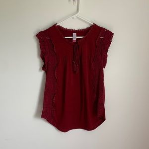 Maroon blouse with lace